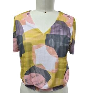 NWT Stitchfix Les Serein Noreira Smocked V Neck Knit Sz PL